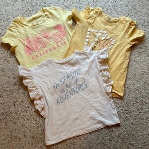 Kids Yellow and White Ruffle Sleeve Tops